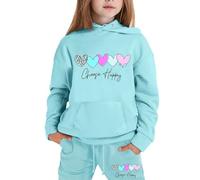 Generico Bambina Ragazzo Tuta Sportiva Ragazze Felpa Con Cappuccio Set A Maniche Lunghe Sportswear Christmas Multi Color Bambini Inverno 2-14 Anni Completo