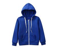 Generico Bambine|Bimba Giacca a Maniche Lunghe con Zip e Cappuccio, Stile Semplice per Uso Quotidiano(Blu Scuro;7 Anni)