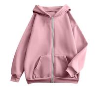 Generico Bambine|Bimba Giacca Corta Oversize con Cappuccio e Zip, Stile Elegante per Autunno e uscite(Rosa;7 Anni)