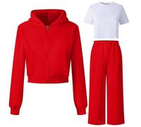 Generico Bambine, Tuta Da Ginnastica In Pile Con Cappuccio Da 2 Pezzi Per, Morbida E Comoda, Con Maglia A Maniche Lunghe E Pantaloni, Per Giocare E Per Un Abbigliamento, Tendenza Estate 2025