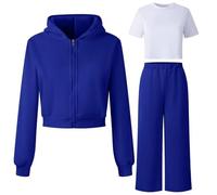Generico Bambine, Tuta Da Ginnastica In Pile Con Cappuccio Da 2 Pezzi Per, Morbida E Comoda, Con Maglia A Maniche Lunghe E Pantaloni, Per Giocare E Per Un Abbigliamento, Tendenza Estate 2025