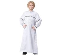 Generico Bambini Abaya Caftano, Costume da Ragazzo Musulmano Arabo Tinta Unita Thobe Manica Lunga Vestiti di Preghiera Musulmani per i Ragazzi Arabo Thobe Kurta Dishdasha Eid Vestiti per Ragazzi