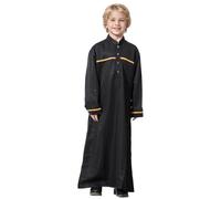 Generico Bambini Abaya Caftano, Costume da Ragazzo Musulmano Arabo Tinta Unita Thobe Manica Lunga Vestiti di Preghiera Musulmani per i Ragazzi Arabo Thobe Kurta Dishdasha Eid Vestiti per Ragazzi