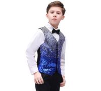 Generico Bambini Argento Paillette Vest Costume De Danza Ragazzi Gilet Hip Hop Paillettes Vest Abiti per Teatro Performance per Jazz - Costume Festa in Maschera natalben Insieme