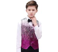 Generico Bambini Argento Paillette Vest Costume De Danza Ragazzi Gilet Hip Hop Paillettes Vest Abiti per Teatro Performance per Jazz - Costume Festa in Maschera natalben Insieme