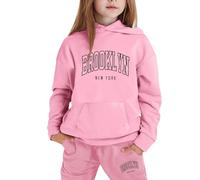 Generico Bambini Autunno Felpa Set 2 Pezzi Abbigliamento da casa Felpata Jogging Ginnastica e Pantaloni a Gamba Larga con Zip/Pullover Inverno Outfit Tute Sportive Bambina 3-15 Anni