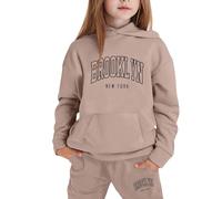 Generico Bambini Autunno Felpa Set 2 Pezzi Abbigliamento da casa Felpata Jogging Ginnastica e Pantaloni a Gamba Larga con Zip/Pullover Inverno Outfit Tute Sportive Bambina 3-15 Anni