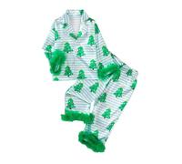 Generico Bambini Bambino Bambino Ragazza Ragazzo Pigiama Raso Set Manica Lunga Button-Down Magliette E Camicette Camicia Pigiama + Pantaloni Lunghi Bottoms Pantaloni degli Indumenti Natalizia