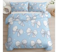 Generico Bambini Copripiumino Stile Cartone Animato Carino Fiocco Parure Copripiumone 4 Stagioni 200 X 200 Cm Con Chiusura Lampo, Azzurro Biancheria Da Letto Per Ragazzi Ragazze