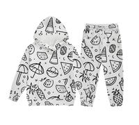 Generico Bambini Inverno Felpa Set Bambine Pullover Cordinata Full Print E Pantalone Giacche Pantaloni Con Tasca Bambina/Baby Body Tute Sportive Bambina 3-15 Anni