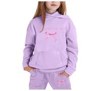 Generico Bambini Inverno Felpa Set E Ragazze Con Cappuccio Maniche Lunghe Girocollo Top+Pantalone Per Sportswear Multi Color Casual Pullover Tuta 2-14 Anni Completo Bambina