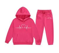 Generico Bambini Inverno Felpa Set Ragazze Con Cappuccio A Maniche Lunghe Abito Da Bambina Chic Ed Elegante E Pantaloni Casual Pullover Tuta Primavera Sportiva Completo