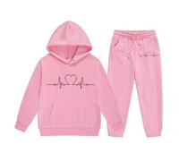 Generico Bambini Inverno Felpa Set Ragazze Con Cappuccio A Maniche Lunghe Abito Da Bambina Chic Ed Elegante E Pantaloni Casual Pullover Tuta Primavera Sportiva Completo