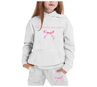 Generico Bambini Inverno Felpa Set Ragazze Con Cappuccio Cordinata Full Print E Pantalone Sportswear Christmas Bambina Bambina/Baby Body Jogger Tuta Da Bambino 2-14 Anni Completo