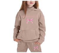 Generico Bambini Inverno Felpa Set Ragazze Con Cappuccio Cordinata Full Print E Pantalone Sportswear Christmas Bambina Bambina/Baby Body Jogger Tuta Da Bambino 2-14 Anni Completo