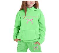 Generico Bambini Inverno Felpa Set Ragazze Con Cappuccio Maniche Lunghe Girocollo Giacche E Pantaloni Tasca Sportivo Primavera Sportiva Completo