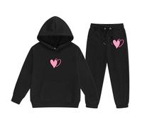 Generico Bambini Inverno Felpa Set Top E Pantaloni Kids Cordinata Full Print Pantalone Con Cappuccio Zip/Pullover Sportswear Multi Color Casual Pullover Tuta 2 Pezzi Unisex Modelli Bambina