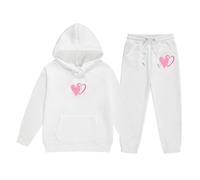 Generico Bambini Inverno Felpa Set Top E Pantaloni Kids Cordinata Full Print Pantalone Con Cappuccio Zip/Pullover Sportswear Multi Color Casual Pullover Tuta 2 Pezzi Unisex Modelli Bambina