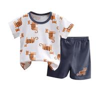 Generico Bambino Completi Estivi Completo Estivo Bimbo Completini e Coordinati Gentiluomo Set di Magliette Camicia Quadri Manica Corta Pantaloncini Tuta 1-8 Anni Conforto garantito Tutto Il Giorno