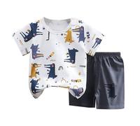 Generico Bambino Completi Estivi Completo Estivo Bimbo Completini e Coordinati Gentiluomo Set di Magliette Camicia Quadri Manica Corta Pantaloncini Tuta 1-8 anni Conforto garantito tutto il giorno