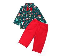 Generico Bambino Completini Natale Ragazzi Xmas Gentiluomo 2Pcs Maglietta E Pantaloni Gentleman Seti, Bambino Maschio Autunno Vestiti Completi Abiti Set Maglione Natalizio Per Feste natalizia