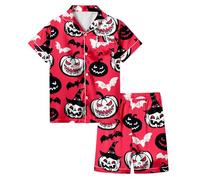 Generico Bambino di Halloween Unisex Pigiama Divertente Stampa Fantasma Costume Set Neonato Neutro Abbigliamento Casual per la casa dei Cartoni Animati Feste e