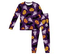 Generico Bambino di Halloween Unisex Pigiama Divertente Stampa Fantasma Costume Set Neonato Neutro Abbigliamento Casual in Morbido Cotone 2 Pezzi Vestiti Ideale per Giocare