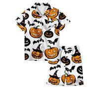 Generico Bambino di Halloween Unisex Pigiama Divertente Stampa Fantasma Costume Set Neonato Neutro Abbigliamento Casual per la casa dei Cartoni Animati Feste e