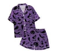 Generico Bambino di Halloween Unisex Pigiama,Halloween Famiglia Pigiama Set familiare da Vacanza Abbottonato in Morbido Cotone Stampa dei Cartoni Animati Regalo per Bambini 1-12 Anni