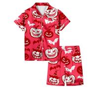 Generico Bambino di Halloween Unisex Pigiama,Halloween Famiglia Pigiama Set personalità Camicia Costume da Scheletro in Morbido Cotone 2 Pezzi Vestiti Ideale per Giocare