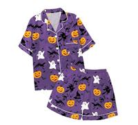 Generico Bambino di Halloween Unisex Pigiama,Set Biancheria da Notte per Bambini Abiti Casual Adolescenti Pigiama Abbottonato Set Pigiami accoglienti 2 Pezzi Vestiti la casa, Relax Quotidiano