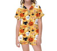 Generico Bambino di Halloween Unisex Pigiama,Set Biancheria da Notte per Bambini Pigiama familiare Vacanza Costume Scheletro Costumi Carnevale Feste Stampa Regalo 1-12 Anni