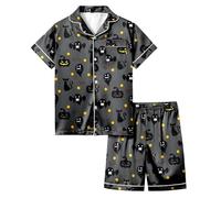 Generico Bambino di Halloween Unisex Pigiama,Set Biancheria da Notte per Bambini Set Neonato Neutro Abbigliamento Casual Camicia Pantaloni Abbinato Stampa dei Cartoni Animati Regalo 1-12 Anni