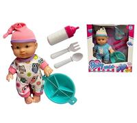 Generico Bambola con Set Pappa Biberon Bavaglino Bambolotto cm 23 Dolcissime Cure Bambolotto Baby Sweet Bambola Dolcezza come un Bimbo Vero con Piatto e Posate,Colori Assortiti Colore Casuale