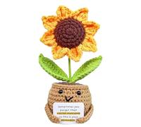 Generico Bambola Fatta A Mano All'uncinetto Con Girasole Positivo - Pianta Di Supporto Emotivo, Girasole Positivo Con Messaggio Motivazionale Per Insegnante Di Laurea Di Un'amica 'auto Da Scrivania