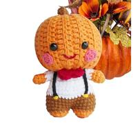 Generico Bambola Halloween Lavorata Maglia Forma Zuccas, Bambola Fatta Mano All'uncinetto, Regali Creativi Mr. Pumpkin, Decorazioni Halloween per Stanza Scrivania L'auto Casa, 9x9x13cm