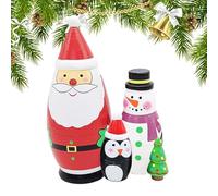 Generico Bambole di nidificazione natalizie, bambole di nidificazione natalizie - Bambole fatte a mano impilabili in legno | Set di bambole russe che nidificano, decorazioni di figure per la decorazi