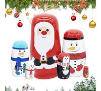 Generico Bambole di nidificazione natalizie per bambini, Bambole di nidificazione sull'albero di Natale, fatte a mano impilabili in legno | russe che incastrano bambole impilabili di Natale per