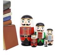 Generico Bambole Impilabili In Legno, Statua Schiaccianoci Russo Handmade In Legno A Matrioska, Scultura Lignea Arredamento Casa Decorazione Festività Centro Tavola Ingresso Camera Bambini