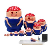 Genérico Bambole Matrioshkas russe | Giocattolo di legno per impilare con disegni animali, bambole tradizionali dipinte a mano | per collezionisti di arte culturale educatori genitori bambini