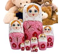 Genérico Bambole matrioska per bambini, 10 pezzi decorativi in legno, bambole russe per bambini, per il Ringraziamento e il compleanno, ufficio, casa, soggiorno, camera da , scuola
