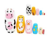 Genérico Bambole Matrioska russe per bambini | Bambole di Legno 6 Pezzi con Animali Mucche | Decorazione Casa Vacanze Compleanno Scuola Ufficio