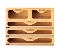 Generico Bamboo Wall-Mounted Wrap Organizer | Large Capacity Storage Box With Built-in Cutter | Kitchen Drawstring Bag Holder Dispenser | Multifunctional Cling Film Storage Case