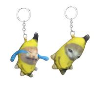 Generico Banana Cat - Cartoon Trinket, Crying Plush Hanger, Novelty Attractive Pocket Doll Keepsake Featuring Audible Meow Effect Portable Attachment Decoration | Birthday Christmas Party