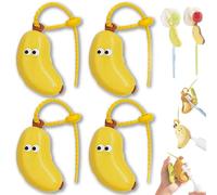 Generico Banana Toothbrush Case - Portable Toothbrush Protector Cap,Reusable Fun Fruity Banana ToothbrushHolder with Toothpaste Dispenser, ToothbrushCase Holder for Travel (Yellow-4PCS)