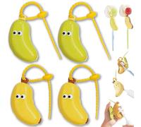 Generico Banana Toothbrush Case - Portable Toothbrush Protector Cap,Reusable Fun Fruity Banana ToothbrushHolder with Toothpaste Dispenser, ToothbrushCase Holder for Travel (Yellow+Grenn-4PCS)