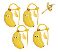 Generico Banana Toothpaste Holder, Portable Reusable Toothbrushes, Travel Toothbrush Protector with Toothpaste Case, Tooth Brush Caps Holder, Home & Travel Use (Yellow 4PCS)