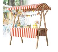 Generico Bancarella Pieghevole in Legno per venditori - Carrello portavivande Portatile e Leggero con Tenda da Sole per mercati agricoli, Perfetto per la Vendita di Hot Dog/Gelati, espositore Senza r