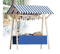 Generico Bancarella Pieghevole Portatile in Legno - Bancarella Leggera con Tenda da Sole, Carrello Ideale per Hot Dog/Gelato, espositore Senza Ruote, 120x60x200 cm
