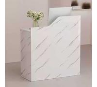Generico Banco Reception Moderno con Vassoio per Tastiera e cassetti con Serratura, Ideale per saloni di Bellezza, Negozi, uffici e Aree Reception compatte (Effetto Marmo Bianco, 80x40x95 cm).